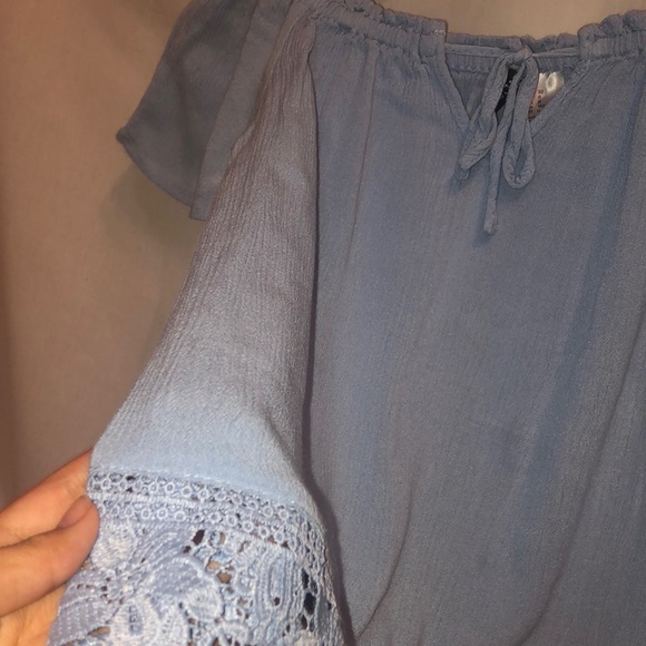 Light Blue Cold Shoulder Top - Picture 2 of 2